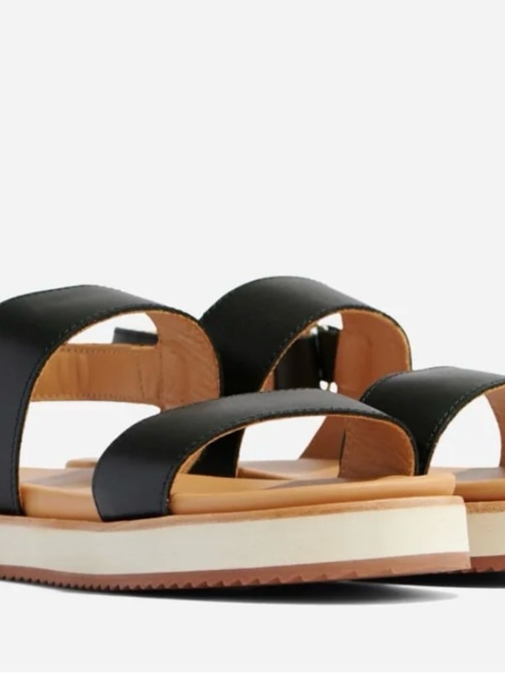 Nisolo Black Double-Strap Slide Sandals with Contrast Sole